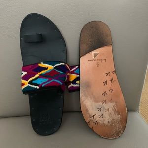 Beek multi colored with black leather soles. NWOT